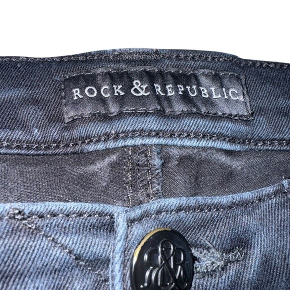 Rock & Republic Women’s Skinny Jeans SZ 8M Black Stretch Deco Pockets Midrise - Picture 6 of 9